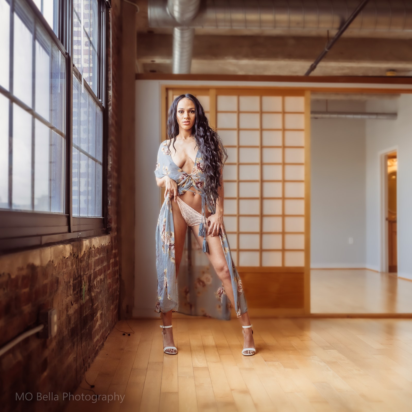 Loft boudoir portrait by Mo Bella Photography
